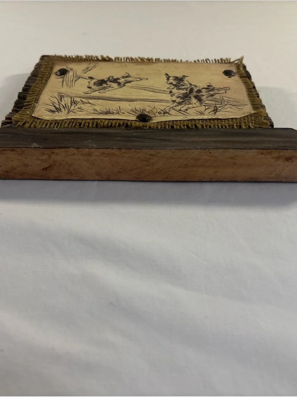 Diane Thorne “Rats” Distressed Art - wood stand burlap